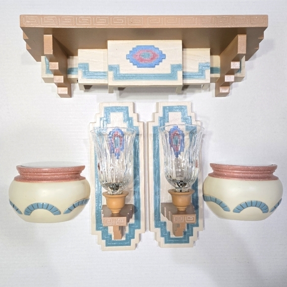 Other - Southwestern Burwood 90s Plastic Decor Set - Wall Shelf, Sconces, Wall Pockets